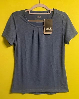 Camiseta para mujer Jack Wolfskin Travel Drape Ocean Wave – UK 6 / XS – NUEVA CON ETIQUETAS Foto 1 de 4