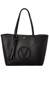 VALENTINO By Mario Valentino *CUSTOMIZED* SOHO ROCK LOGO Black Leather Tote$1095 - Picture 1 of 24
