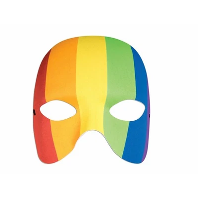 RAINBOW COCKTAIL VENETIAN HALF MASK HALLOWEEN COSTUME PRIDE ACCESSORY ONE SIZE - Image 1 of 2