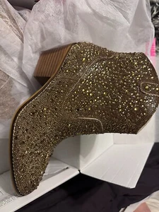 Gold Rhinestone Bootie , Hey Girl by Corky's Size 9, stunning! - Picture 1 of 5