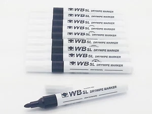 Dry wipe clean pen white board & books for kids eraseable marker BLACK non Toxic - Picture 1 of 3