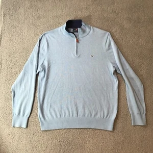 Vineyard Vines Quarter Zip Performance Sweater Mens Size L Blue Pullover Logo - Picture 1 of 9