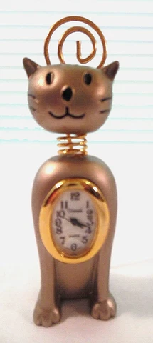 Xanadu Cat Desk Accent Clock Memo Business Card Picture Holder Tail Springy Head Cover