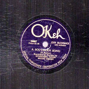 146cv. John McCormack - A Southern Song (Batten) - Okeh 50007 - Imagen 1 de 1