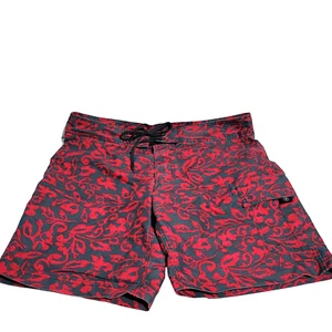 Converse One Star Swim Trunks 38 Men's Swim Suit Red Black Floral Cotton Blend - Picture 1 of 3