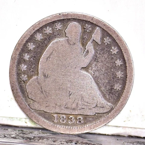1838 Half Dime - Large Stars - VG Details, Dark (49249-L) Cover