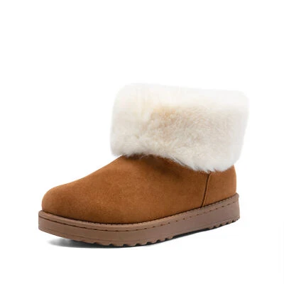 Women's Fluffy Snow Boots Faux Fur Lined Suede Pull On Warm Winter Boots - Image 1 of 4