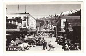 c1940 RPPC KETCHIKAN ALASKA MISSION STREET OLD CARS HOTEL VINTAGE POSTCARD AK !! - Picture 1 of 2