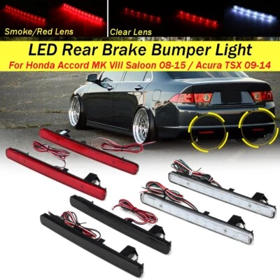 Par de luces reflectoras de parachoques trasero LED DRL freno para Acura TSX 2009-2014 Foto 1 de 4