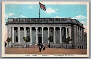 Postcard Montreal PQ 1933 Civic Library Union Jack Flag North Hero VT CDS Cancel - Picture 1 of 2