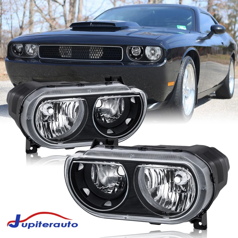 Conjunto de un par de faros negros para Dodge Challenger 2008-2014 Foto 1 de 4