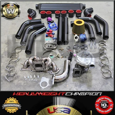 Для 89-94 Nissan 240SX S13 S14 KA24 Dohc турбо набор T3/T4 коллектор + трубопроводы + Bov - Изображение 1 из 4