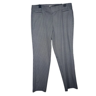 Liz Claiborne Lisa 黑色格子格子拉直筒裤 12 码全新 — 第 1/4 张图片