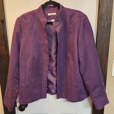 Blazer bordado de gamuza púrpura para mujer Dressbarn - talla XL Foto 1 de 4