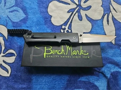 BenchMark Linerlock BMK065 Tanto Blade w/Braided Paracord Lanyard & Bead BNIB - Image 1 of 4