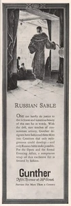 1924 Vintage GUNTHER RUSSIAN SABLE COATS Women's Clothing Fashion Print Ad - Picture 1 of 1