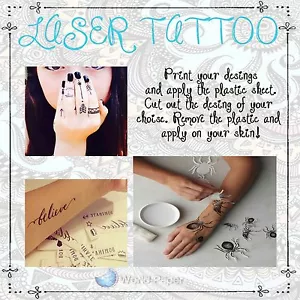 "Carta per tatuaggi temporanea scivolo d'acqua, stampa il tuo tatuaggio 8,5"x11"/11"x17" - Foto 1 di 6