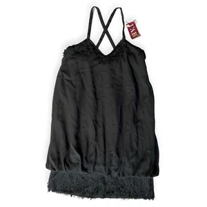 Vintage black fringed dress 1980's spaghetti strap v neck evening occasion Sz 14 - Picture 1 of 5