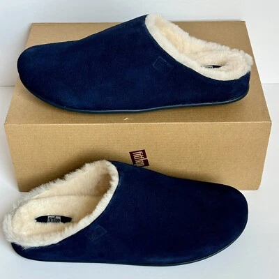 FitFlop Chrissie Shearling Suede Slippers Women’s Size 8 Mule Midnight Navy NIB - Image 1 of 4