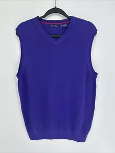 Alan Flusser Herren 100 % Baumwolle einfarbig lila Pullover Weste Größe Medium NEU - Bild 1 von 8