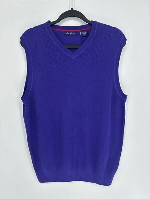 Alan Flusser Men’s 100% Cotton Solid Purple Sweater Vest Size Medium NEW - Image 1 of 4