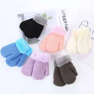 Baby Mittens Girls Boy Winter Warm Kids Fleece Lined Knit Toddler Infant Gloves - Picture 1 of 16