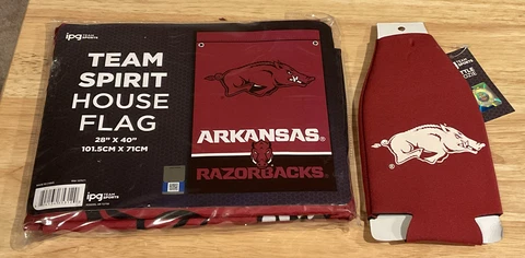 Arkansas university Razorbacks 28" x 40" College Banner House Flag NIP + Bonus! Cover