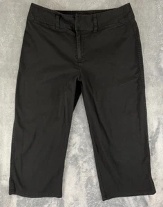 Carolina Blues Women's 12 Chino Capri Stretch Pants Black Straight Leg Mid-Rise - Picture 1 of 11