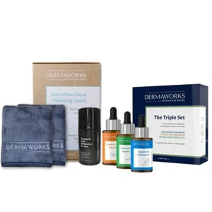 SKIN CARE GIFT SET Men Vitamin C, Retinol, HA Serums, Face Cloths & Moisturiser - Picture 1 of 12
