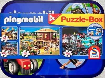 Puzzle Box Playmobil Schmidt Games 2x60 2x100 Pieces Puzzle 55599 Patience Game - Image 1 of 4