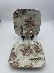 222 Fifth GABRIELLE Paisley Cream Square 6” Appetizer Bread Dessert Plate - Picture 1 of 4