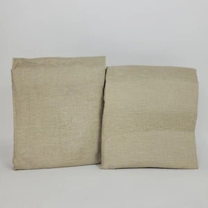Set/2 Pottery Barn Belgian Flax Linen Sheer Tie-Top Curtain Panel Flax 50x84" - Picture 1 of 6