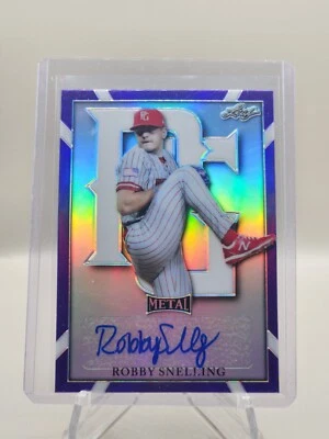 2021 Leaf Perfect Game Purple Chrome 14/25 Robby Snelling Padres - Image 1 of 3