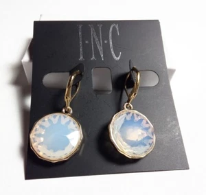 Inc Gold Tone with Light Blue Rhinestones Dangle Drop Earrings - New - Picture 1 of 2