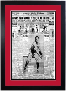 1933 Chicago Blackhawks Stanley Cup Champs! Matted & Framed Newspaper Print! - Picture 1 of 1
