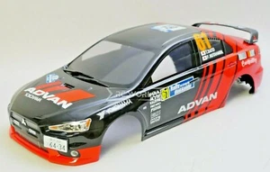 1/10 RC Karosserie Mitsubishi Lancer Evo X ADVAN 190mm mit Lichtschaufeln FERTIGGESTELLT - Bild 1 von 10