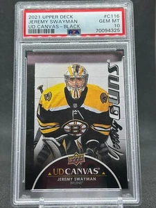2021-22 UD Series 1 Young Guns Canvas Black Jeremy Swayman RC #C116 YGC - PSA 10 - Picture 1 of 2