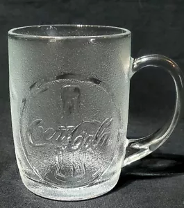 Coca-Cola Frosted Glass Coffee Mug Tea Soda Cup Logo Bottles Design - Picture 1 of 3