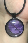 Glass Cabochon Pendant with leather cord Axe Weapon Themed Handmade