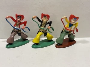 Disney Pecos Bill Vintage 3x Figura Heimo Años 60/70 Vaquero con Lazo Set 1 - Imagen 1 de 4