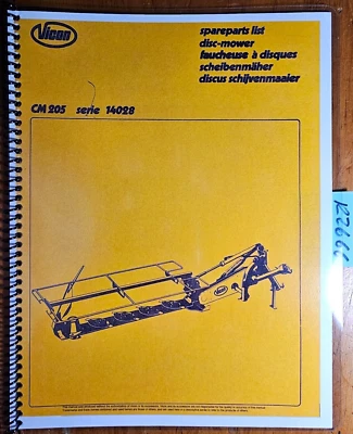 Vicon CM205 Series 14028 Disc Mower Parts Manual 70.001.940 - Image 1 of 4