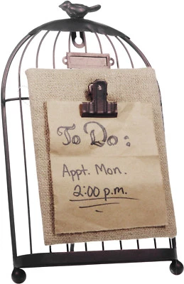 Home Essentials 11" Kitchen Bronze Bird Cage Memo Message Board Organizer - Image 1 of 2