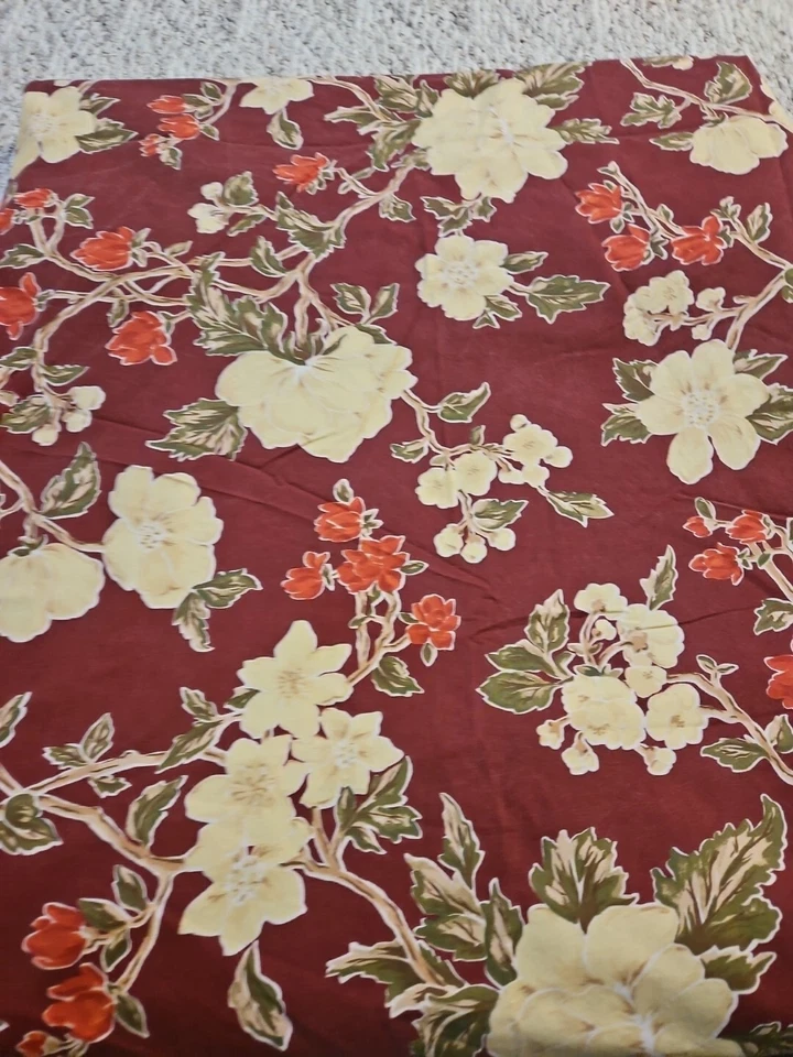 Eddie Bauer KING Duvet Cover Dark Red  Floral 100% Cotton - Image 1 of 1