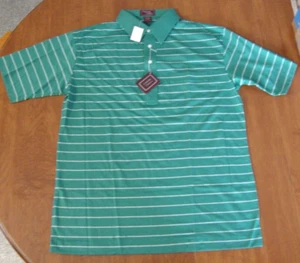 Cambridge Classics Golf Shirt L Short Sleeve Green Stripe Polo Cotton/Poly NEW - Picture 1 of 11