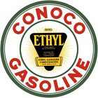 Conoco Gasoline W Ethyl New Sign 18 Dia Round Usa Steel Xl  4 Lbs