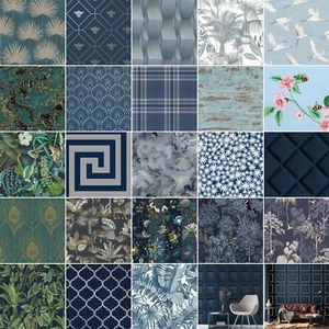 Papel Pintado Azul Marino y Azul - Animales Geométricos Florales Metálicos - Varios Diseños - Imagen 1 de 254