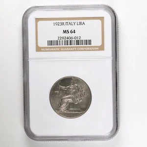 REGNO D'ITALIA 1 Lira 1923 R - NGC MS64 - Imagen 1 de 4