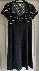 Women's Retro Short Sleeve Black & White Dress Size 14 /XL - Picture 1 of 4