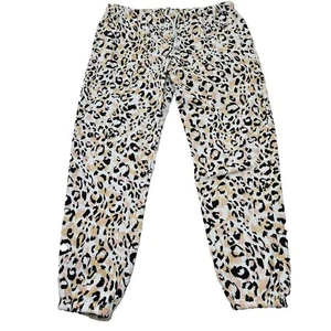 Sage Collective Women's Sz XL White Leopard Print Drawstring Jogger Sweatpants - Picture 1 of 9