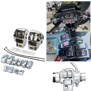 Chrome Switch Housing &10pcs Button Caps For Harley Touring FLHTCU FLHTK 1996-13 - Foto 1 di 12